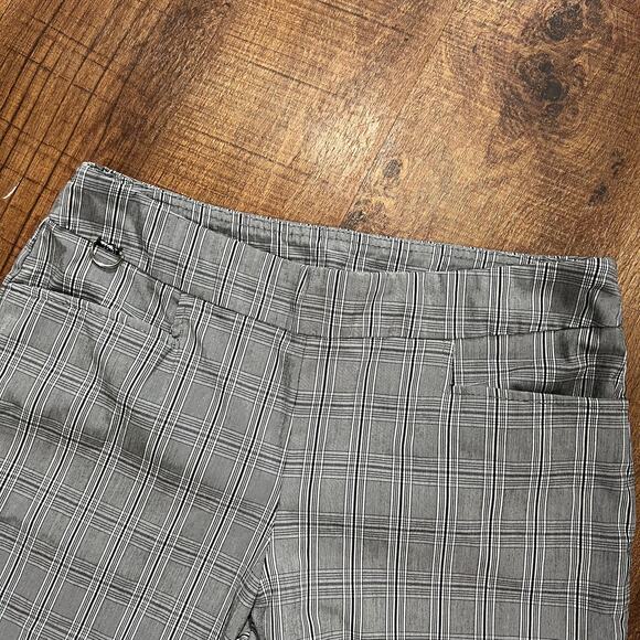 Vintage Y2K Gray Plaid Cropped Trousers Elastic Waist Checkered - Picture 3 of 7